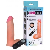 Фаллическая насадка Харнесс UNICOCK 5,5  с вибрацией - 17 см. - LOVETOY (А-Полимер) - купить с доставкой в Сургуте