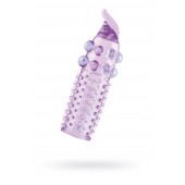 Гелевая фиолетовая насадка с шариками, шипами и усиком - 11 см. - Toyfa Basic - в Сургуте купить с доставкой