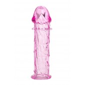 Гладкая розовая насадка с усиками под головкой - 12,5 см. - Toyfa Basic - в Сургуте купить с доставкой