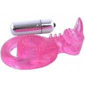 Розовая вибронасадка со стимулятор клитора   Язычок - Toyfa Basic - в Сургуте купить с доставкой