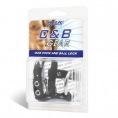 Утяжка на пенис на замочке Duo Cock And Ball Lock - BlueLine - купить с доставкой в Сургуте