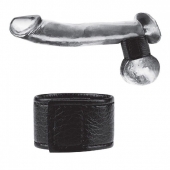 Чёрная утяжка на мошонку 1  Velcro Ball Stretcher - BlueLine - купить с доставкой в Сургуте