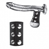 Чёрная утяжка на кнопках 100% PVC STRAP WITH METAL SNAP - BlueLine - купить с доставкой в Сургуте