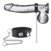 Утяжка на пенис с поводком Snap Cock Ring With 12  Leash - BlueLine - купить с доставкой в Сургуте