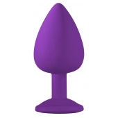 Большая фиолетовая анальная пробка Emotions Cutie Large с голубым кристаллом - 10 см. - Lola Games - купить с доставкой в Сургуте
