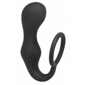 Чёрное эрекционное кольцо с анальной пробкой Double Pleasure Anal Plug - Lola Games - в Сургуте купить с доставкой