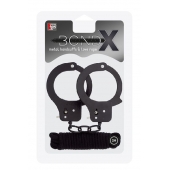 Чёрные наручники из листового металла в комплекте с веревкой BONDX METAL CUFFS LOVE ROPE SET - Dream Toys - купить с доставкой в Сургуте