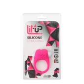 Розовое эрекционное кольцо с щеточкой LIT-UP SILICONE STIMU RING 5 - Dream Toys - в Сургуте купить с доставкой