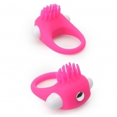 Розовое эрекционное кольцо с щеточкой LIT-UP SILICONE STIMU RING 5 - Dream Toys - в Сургуте купить с доставкой