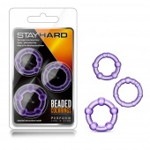 Набор из 3 фиолетовых эрекционных колец Stay Hard Beaded Cockrings - Blush Novelties - в Сургуте купить с доставкой