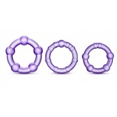 Набор из 3 фиолетовых эрекционных колец Stay Hard Beaded Cockrings - Blush Novelties - в Сургуте купить с доставкой