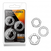 Набор из 3 прозрачных эрекционных колец Stay Hard Beaded Cockrings - Blush Novelties - в Сургуте купить с доставкой