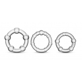 Набор из 3 прозрачных эрекционных колец Stay Hard Beaded Cockrings - Blush Novelties - в Сургуте купить с доставкой