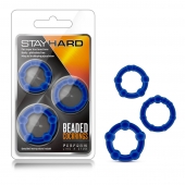 Набор из 3 синих эрекционных колец Stay Hard Beaded Cockrings - Blush Novelties - в Сургуте купить с доставкой