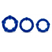 Набор из 3 синих эрекционных колец Stay Hard Beaded Cockrings - Blush Novelties - в Сургуте купить с доставкой