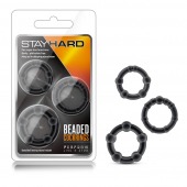 Набор из 3 чёрных эрекционных колец Stay Hard Beaded Cockrings - Blush Novelties - в Сургуте купить с доставкой