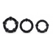 Набор из 3 чёрных эрекционных колец Stay Hard Beaded Cockrings - Blush Novelties - в Сургуте купить с доставкой
