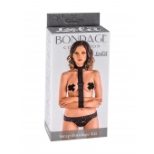 Ошейник с длинной лентой и наручниками Strap Bondage Kit Plus Size - Lola Games - купить с доставкой в Сургуте