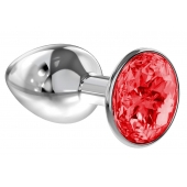 Малая серебристая анальная пробка Diamond Red Sparkle Small с красным кристаллом - 7 см. - Lola Games - купить с доставкой в Сургуте