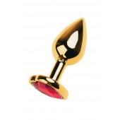 Золотистая анальная пробка с кристаллом-сердцем - 7,5 см. - ToyFa - купить с доставкой в Сургуте