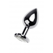 Серебристая анальная пробка с прозрачным кристаллом-сердцем - 8 см. - ToyFa - купить с доставкой в Сургуте