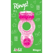 Розовое эрекционное кольцо с вибрацией Rings Ringer - Lola Games - в Сургуте купить с доставкой