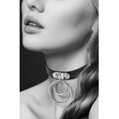 Черный чокер с двумя кольцами - Bijoux Pour Toi - купить с доставкой в Сургуте