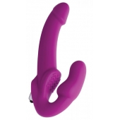 Ярко-розовый безремневой вибрострапон Evoke Vibrating Strapless Silicone Strap-on Dildo - XR Brands - купить с доставкой в Сургуте