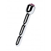 Серебристый уретральный плаг со стразом - 7 см. - ToyFa - купить с доставкой в Сургуте