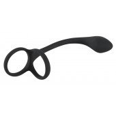 Эрекционное кольцо с утяжкой на мошонку и анальным плаг Black Velvets - Orion - в Сургуте купить с доставкой