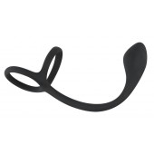 Эрекционное кольцо с утяжкой на мошонку и анальным плаг Black Velvets - Orion - в Сургуте купить с доставкой