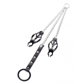 Черно-серебристые зажимы для сосков с кольцом для пениса TOYFA Metal - ToyFa - купить с доставкой в Сургуте