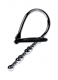 Серебристый уретральный плаг-бусины TOYFA Metal с мягким фиксириющим кольцом - ToyFa - купить с доставкой в Сургуте