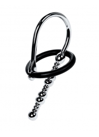 Серебристый уретральный плаг-бусины TOYFA Metal с мягким фиксириющим кольцом - ToyFa - купить с доставкой в Сургуте