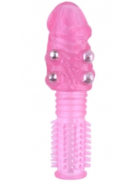 Стимулирующая розовая насадка с шишечками и шипами - 13,5 см. - Toyfa Basic - в Сургуте купить с доставкой