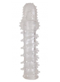 Прозрачная, закрытая насадка с шипами и точками - 13,5 см. - Toyfa Basic - в Сургуте купить с доставкой