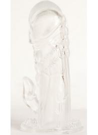 Прозрачная гелевая насадка с клиторальным отростком - 13 см. - Toyfa Basic - в Сургуте купить с доставкой