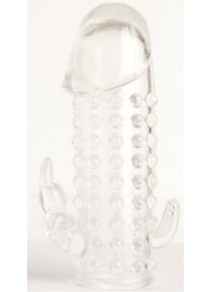 Гелевая прозрачная насадка с 2 отростками - 13 см. - Toyfa Basic - в Сургуте купить с доставкой