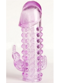 Закрытая фиолетовая насадка с 2 отростками - 13 см. - Toyfa Basic - в Сургуте купить с доставкой