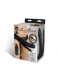 Полый страпон с двумя отростками и вибрацией Unisex Vibrating Hollow Strap-On Double Penetrating Dildo - 17,8 см. - Lux Fetish - купить с доставкой в Сургуте
