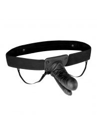 Полый страпон с двумя отростками и вибрацией Unisex Vibrating Hollow Strap-On Double Penetrating Dildo - 17,8 см. - Lux Fetish - купить с доставкой в Сургуте