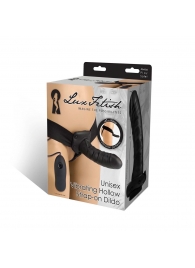 Чёрный полый страпон с вибрацией Unisex Vibrating Hollow Strap-On - 14 см. - Lux Fetish - купить с доставкой в Сургуте