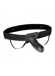 Чёрный полый страпон с вибрацией Unisex Vibrating Hollow Strap-On - 14 см. - Lux Fetish - купить с доставкой в Сургуте