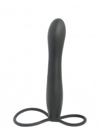 Черная насадка на пенис для двойной стимуляции Mojo BlackJack - 15 см. - Seven Creations - в Сургуте купить с доставкой