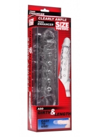 Прозразная закрытая насадка на пенис с поддержкой мошонки Clearly Ample Penis Enhancer - 22 см. - XR Brands - в Сургуте купить с доставкой