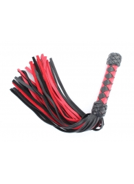 Черно-красная клеть с плетеной ручкой с ромбовидным узором - 45 см. - БДСМ Арсенал - купить с доставкой в Сургуте