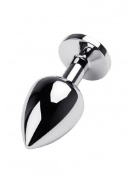 Серебристая коническая анальная пробка с красным кристаллом - 8 см. - ToyFa - купить с доставкой в Сургуте