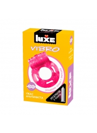 Розовое эрекционное виброкольцо Luxe VIBRO  Ужас Альпиниста  + презерватив - Luxe - в Сургуте купить с доставкой