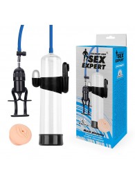 Прозрачная вакуумная вибропомпа Sex Expert с насадкой-вагиной - Sex Expert - в Сургуте купить с доставкой