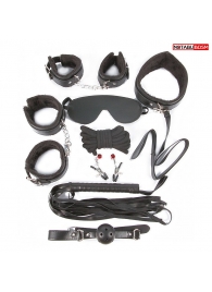 Большой игровой набор БДСМ: наручники, оковы, маска, кляп, плеть, ошейник с поводком, верёвка, зажимы для сосков - Notabu - купить с доставкой в Сургуте